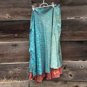 Silk adjustable size wrap skirt
